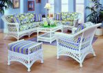 Spice Islands Bar Harbor White Wicker 6 Piece Living Sun Room Seating Set Hot on Sale