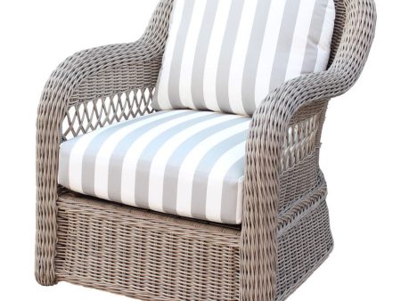 South Sea Rattan Arcadia Wicker Arm Chair with a Driftwood Finish For Sale