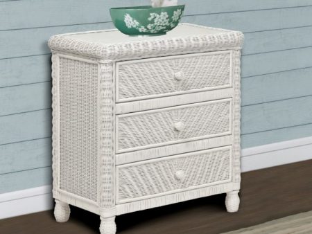 Sea Winds Trading Santa Cruz 3 Drawer Chest w  Glass Top B57933-WHITE Discount