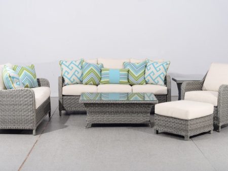 South Sea Rattan Mayfair 6-Piece Conversation Set with Glass-Top Tables Discount