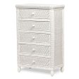 Sea Winds Trading Santa Cruz 5 Drawer Chest w  Glass Top B57935-WHITE For Discount