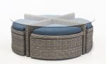 South Sea Rattan St. Tropez Round Sushi Table with Ottomans For Sale