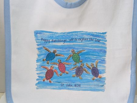 Happy Hatchlings St. John, USVI Bib with blue trim For Discount