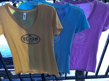 St. John Map Soft Style Ladies V-Neck Tee Hot on Sale