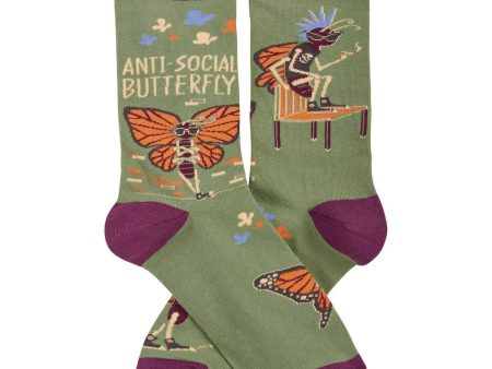 Anti-Social Butterfly Funny Socks in Purple | Unisex Online Sale