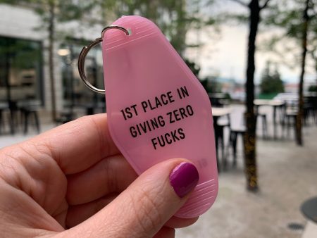 1st Place in Giving Zero Fucks Keychain in Blush Pink For Cheap