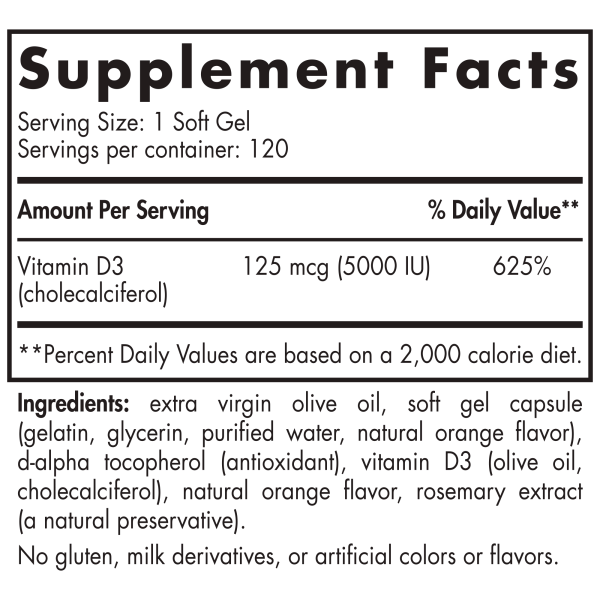 Vitamin D3 5000 IU 120 gels For Cheap