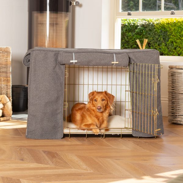 Dog Crate with Crate Cover in Essentials Herdwick Graphite by Lords & Labradors For Sale