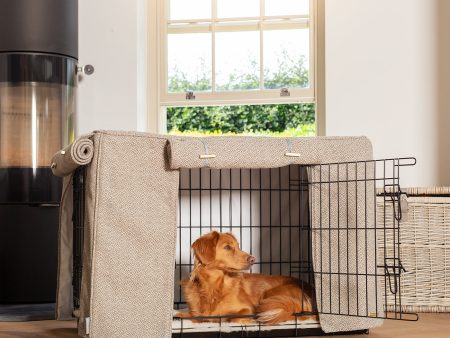 Dog Crate with Crate Cover in Essentials Herdwick Pebble by Lords & Labradors Supply