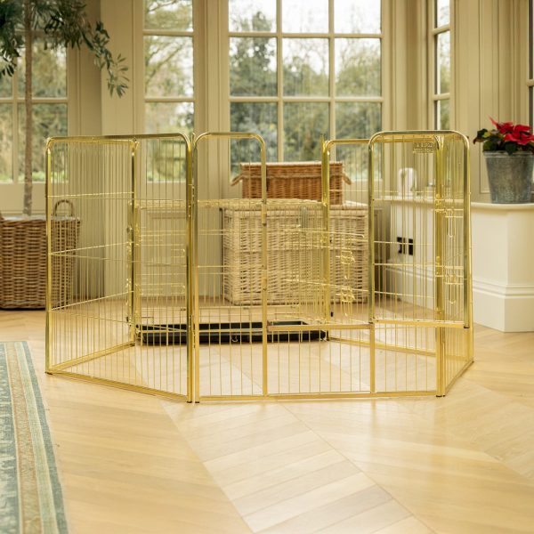 Special Edition Puppy Play Pen & Crate Extension in Champagne Gold by Lords & Labradors Discount