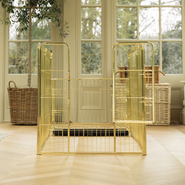 Special Edition Puppy Play Pen & Crate Extension in Champagne Gold by Lords & Labradors Discount