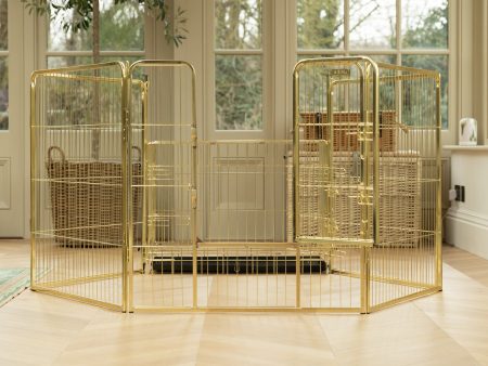 Special Edition Puppy Play Pen & Crate Extension in Champagne Gold by Lords & Labradors Discount