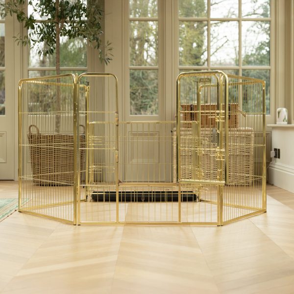 Special Edition Puppy Play Pen & Crate Extension in Champagne Gold by Lords & Labradors Discount