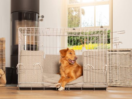 Dog Crate with Cushion & Bumper in Essentials Herdwick Pebble by Lords & Labradors Online Hot Sale